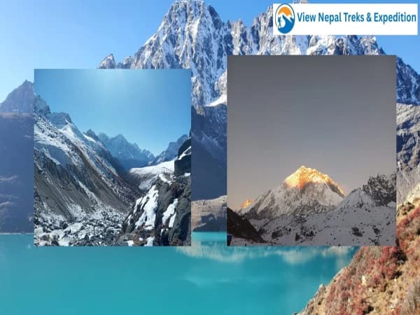 Himalayan scenery along Everest Base Camp trek trail via Lukla in Nepal