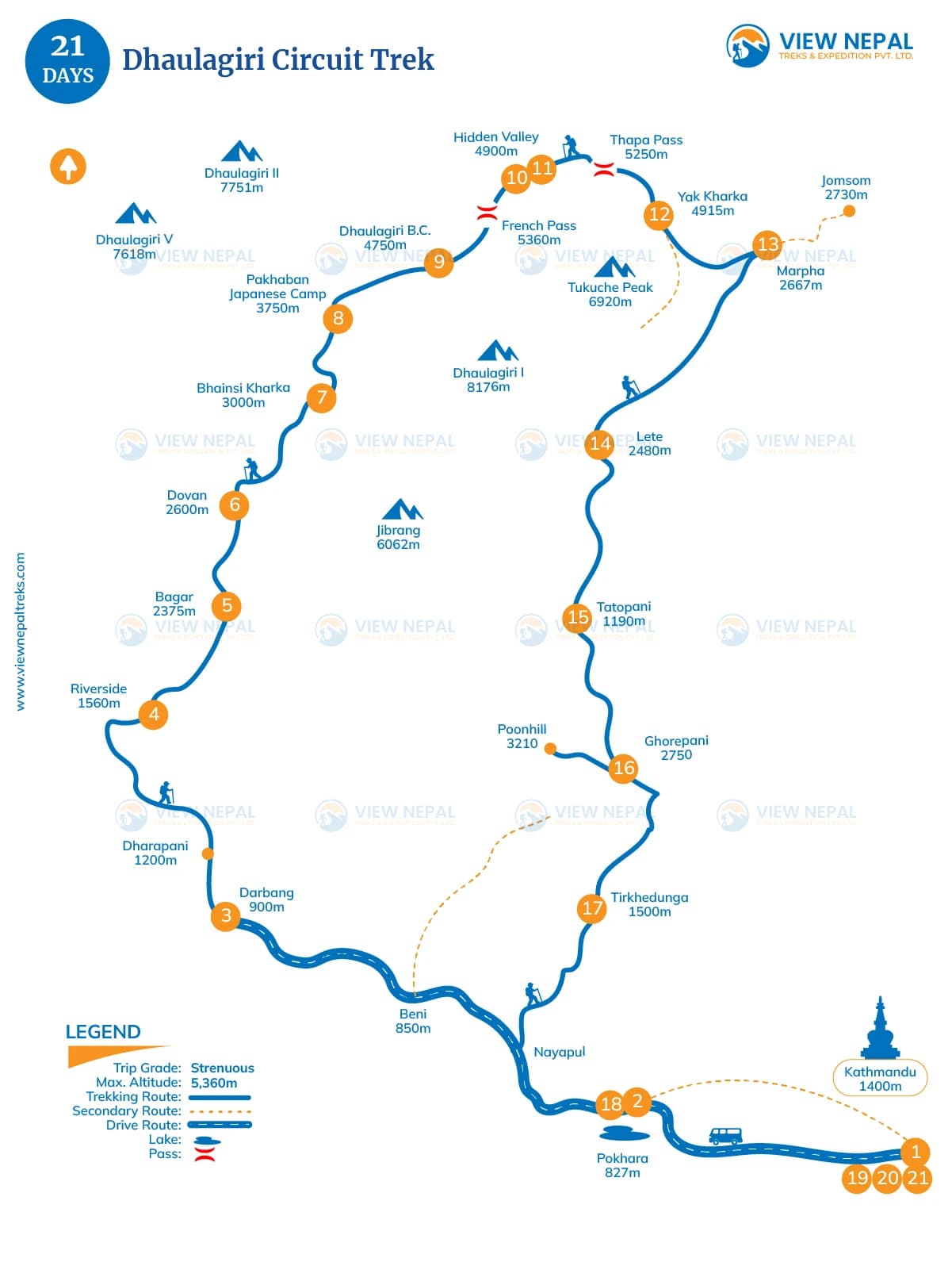 Dhaulagiri Circuit Trek - 21 Days