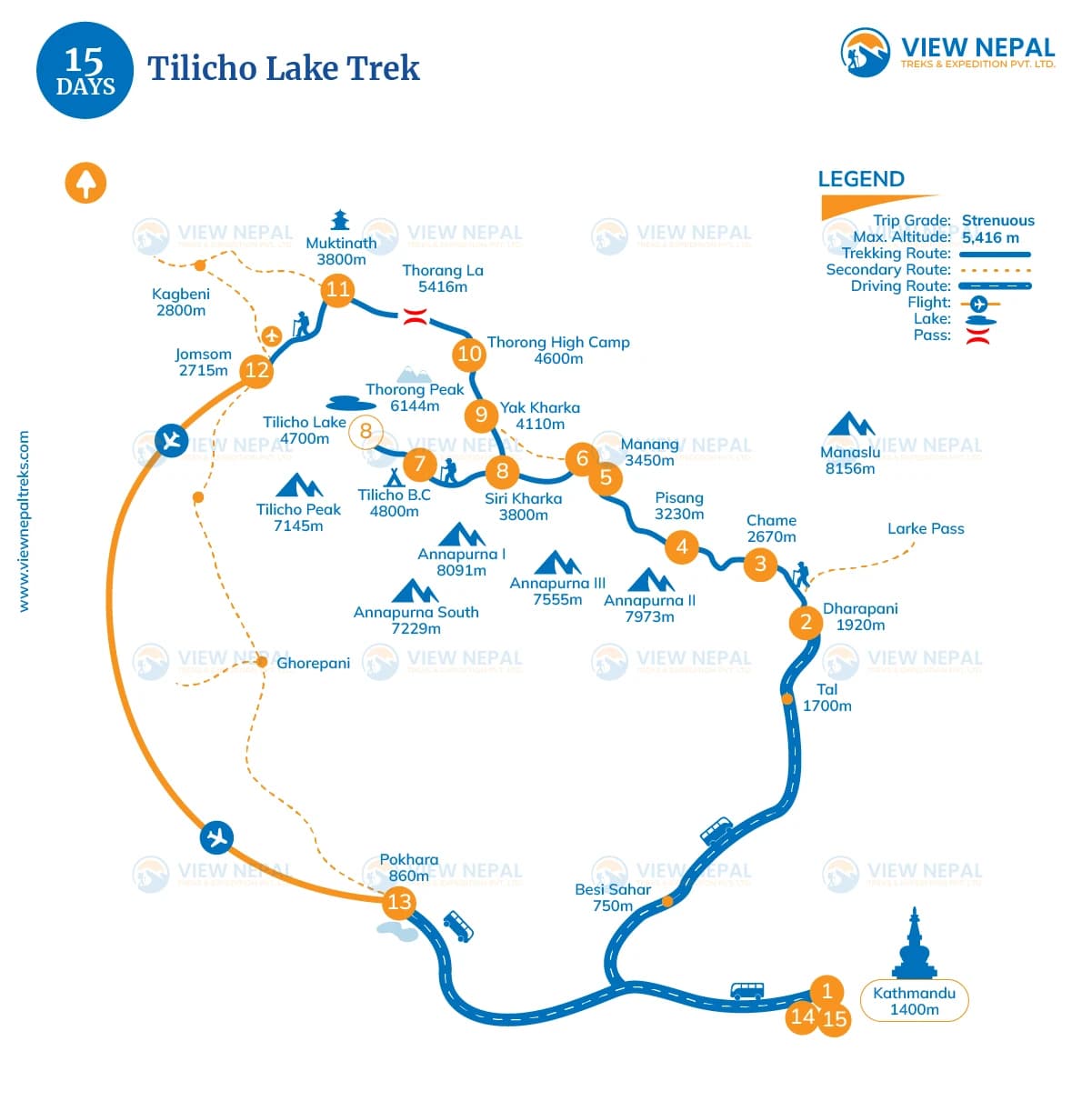 Tilicho Lake Trek 15 Days
